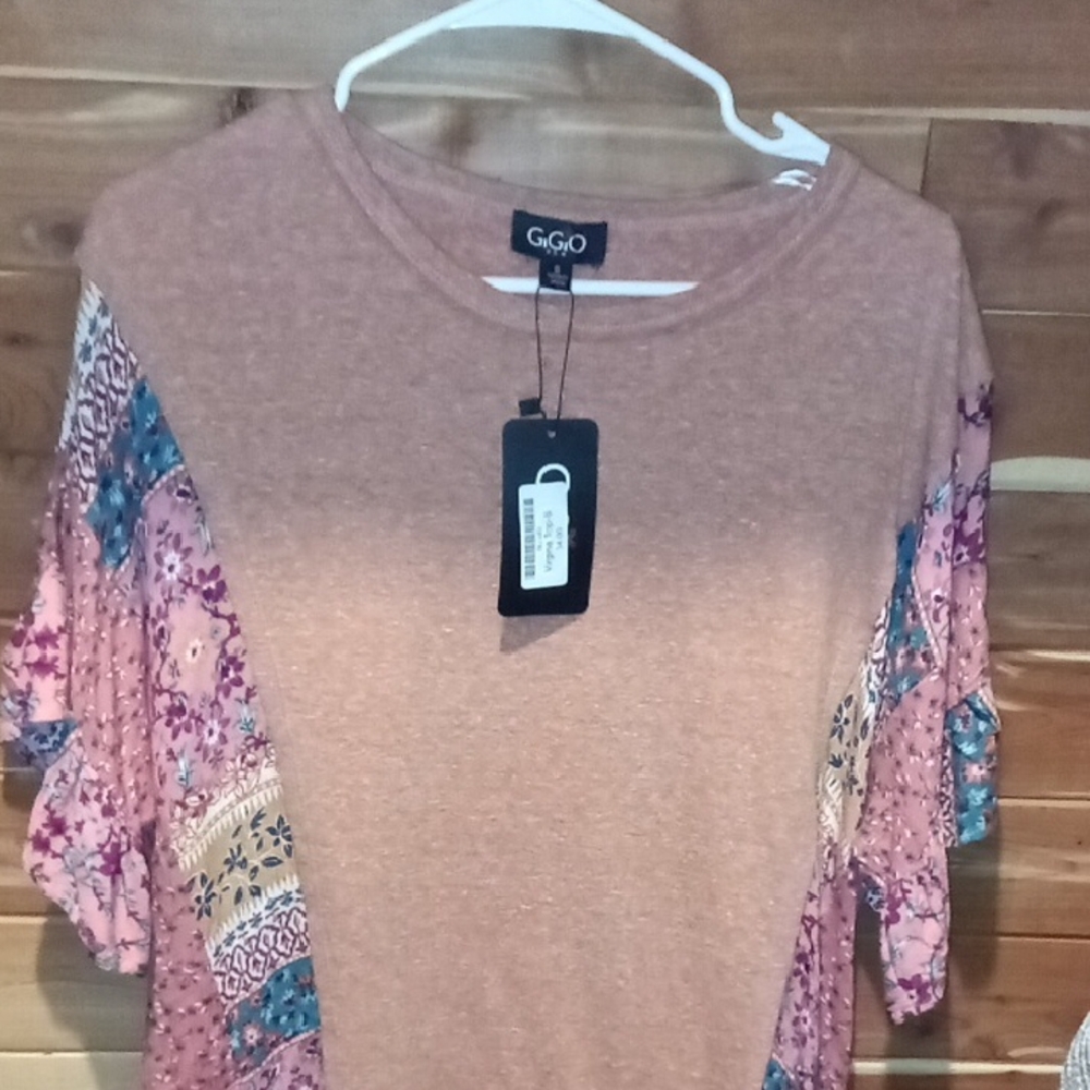 Pink Boxy 3/4 Sleeve Relaxed T-Shirt